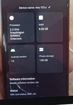 vivo y51s 8/128 snapdragon processor