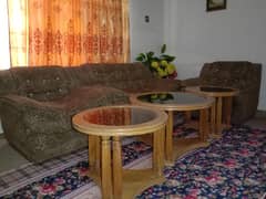 4 seater sofa set with three round tables