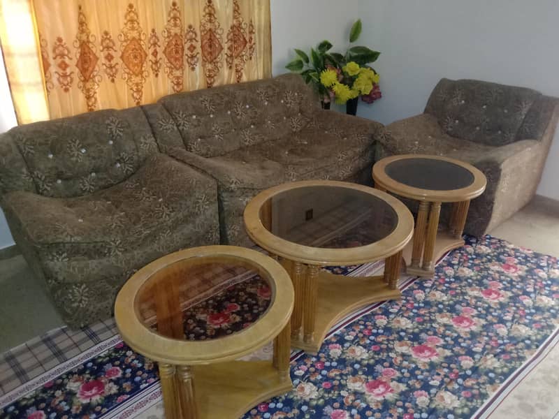 4 seater sofa set with three round tables 2