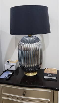 Side Table Lamps/ Pair of  tinted glass lamps
