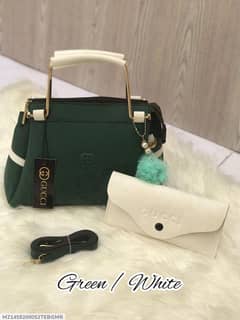 Girl's Rexine Plain  Handbag Set