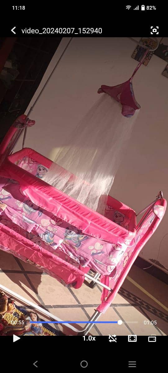 Baby Swing Cot Cradle Dual Stands Support along with Mosquito Net 0