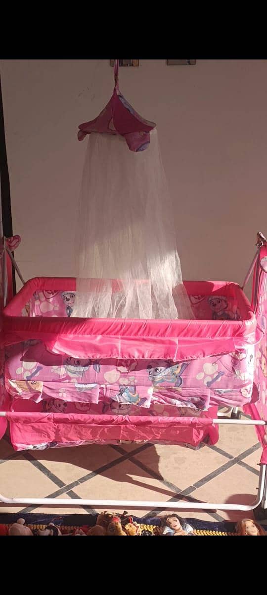 Baby Swing Cot Cradle Dual Stands Support along with Mosquito Net 2