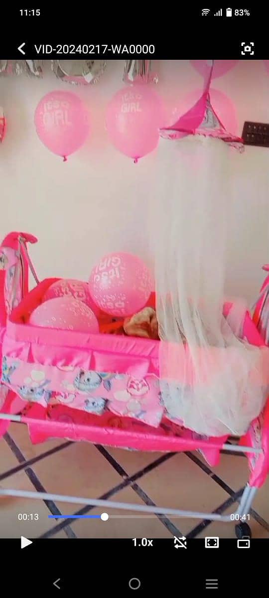 Baby Swing Cot Cradle Dual Stands Support along with Mosquito Net 3