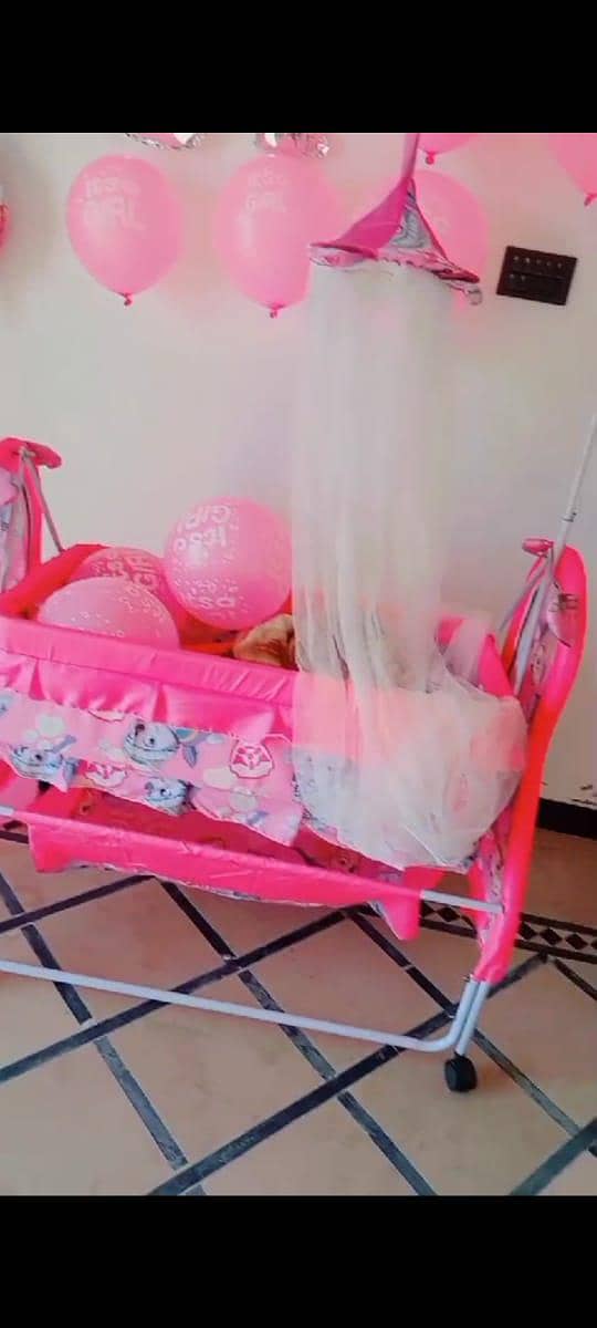 Baby Swing Cot Cradle Dual Stands Support along with Mosquito Net 4