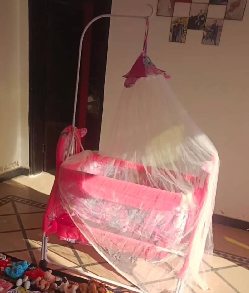 Baby Swing Cot Cradle Dual Stands Support along with Mosquito Net 5