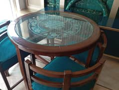 Dining Table//Wooden Dining Table//Luxury Dining//Glass Top Dining