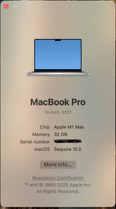 Macook Pro 14 Inch M1 Max Like New Condition