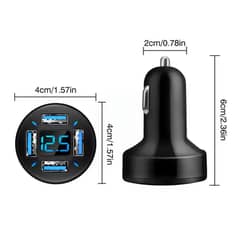 66W 4‑Port Fast Car Charger Adapter with LED Voltage Display