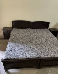 Wooden bed set for sale with sidetables and dressing table