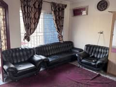 Black Leather 7 seater Sofa set