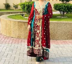 angrakha style dress. . worn once. . inner full dress stitched. 3 piece