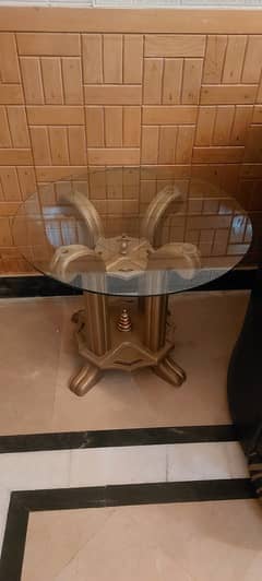 3 tables set in solid wood with glass top for sale
