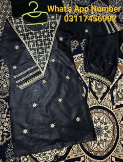 2 Pcs Girl's Cotton Embroidered Kurta and Trouser.