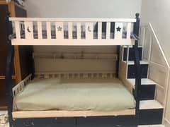 Wooden Bunk Bed with Storage Stairs and Shelves – Extra for mattress