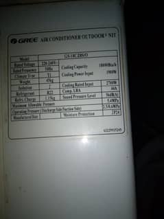Gree ac 1.5 ton non inverter for sale.