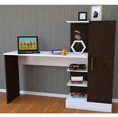Computer Table- Two Tone - Black and White- with Cupboard.