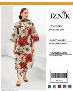 3P unstitched lawn dress