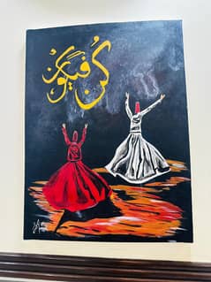 beautiful Sufi painting on canvas acrylic painting