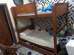 wood bunker bed