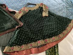 Zari work on Bottle green Net