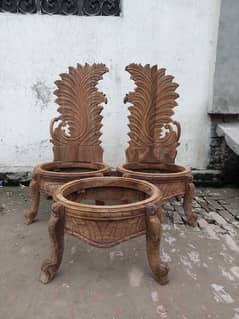 Pure solid sheesham wood chinioti hight back chairs with coffee table