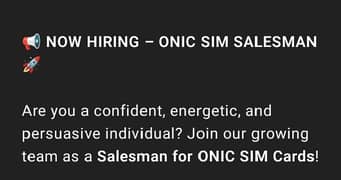 Hiring - Onic Sim Salesman