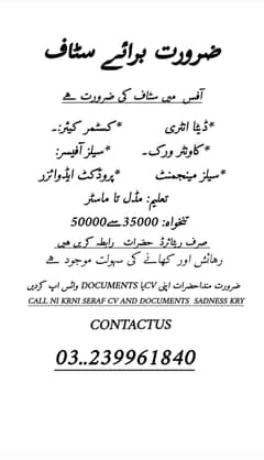 we are hiring people for office Rawalpindi