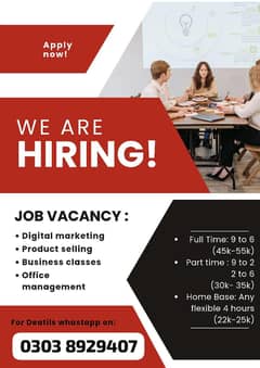 We are hiring Males and Females staff for Online and Office work