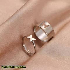 2 pcs trendy couple butterfly rings