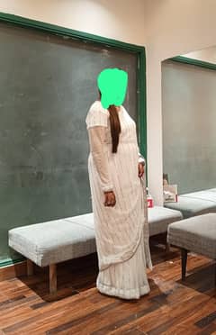 White Saari In Large Size ready To Wear 1 time used