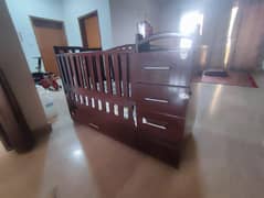 Wooden Baby Crib with Storage & Mattress - Multi-Use