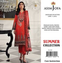 3 Piece Unstitched Lawn Suit (90/88 Quality)