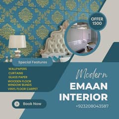 wallpaper, glass paper, Roller blind's, curtains, black glass paper,