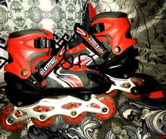 skating shoes - metal Base - LED Wheels - in red and black color