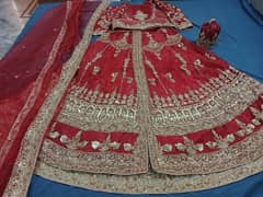 Heavy Embellished Red & Gold Bridal Barat Lehenga