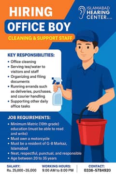 Office Boy / Cleaning  & Support Staff