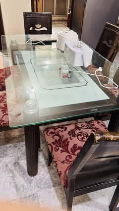 Dining Table-6 Seater Dining Table-Glass top Dining table