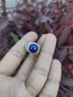 Silver 925 Lapis Lazuli Ring – Size 20 | Natural Afghan Stone