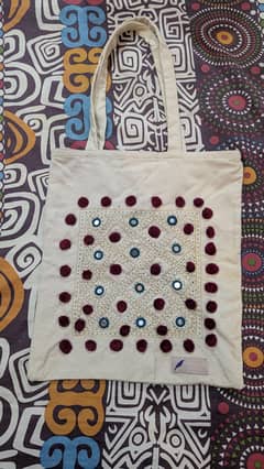 Upcycled Fabric Tote Bag with Hand Embroidered Camel Design