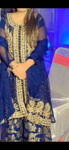 Royal blue dress frocki shahrara