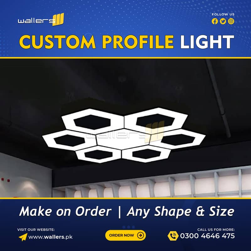 Custom Profile Hanging Linear Light | Any Shape and Size 1