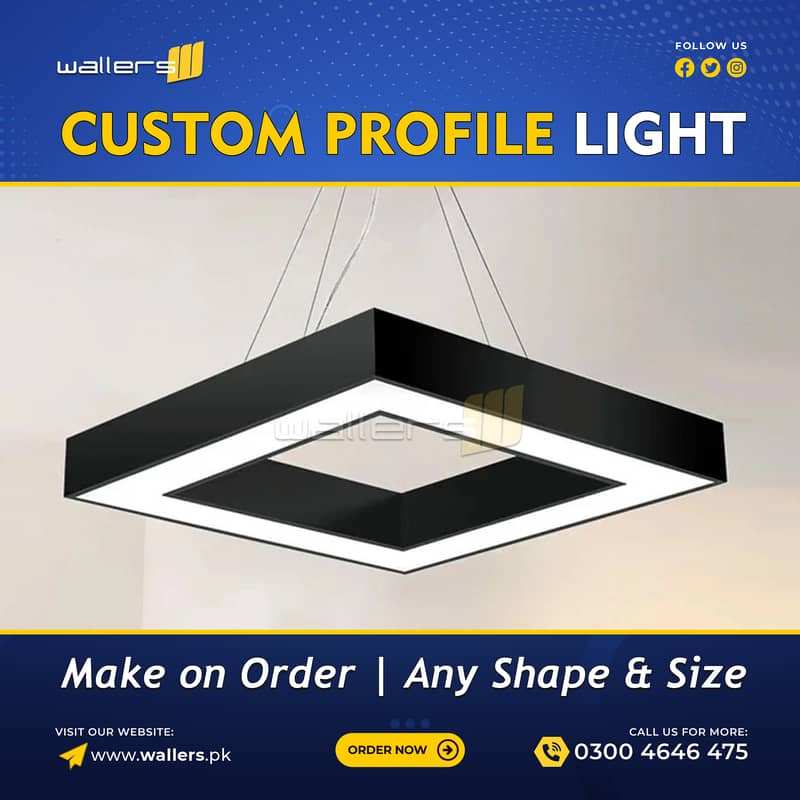 Custom Profile Hanging Linear Light | Any Shape and Size 3