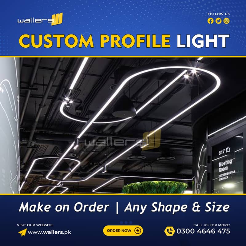 Custom Profile Hanging Linear Light | Any Shape and Size 14