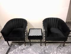 Modern Velvet Coffee Chairs with Table | 2 seater Sofa Set