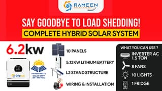 Solar Installation, Hybrid Solar System, 6.2 kw, Best Price In Karachi