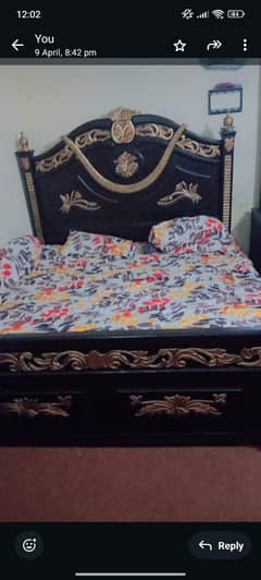 king size  bed with mattress and dressing