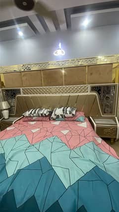 kk size bed, led unit, and dressing table for sale with mattress