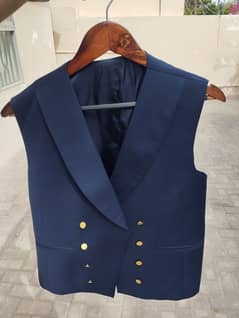 Moosajees Suit Waist Coat, Double breasted Navy Blue, for chest 40"