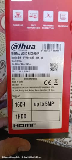 dahua dvr 16 chanal 5mp